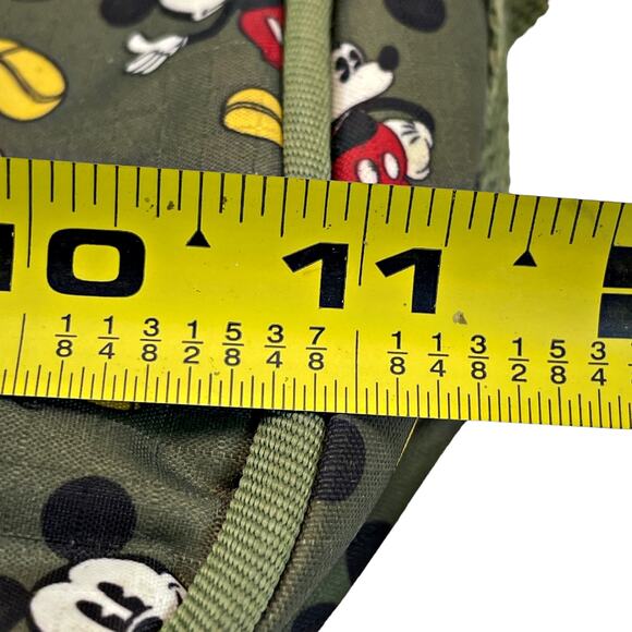 Disney Mickey Mouse All Over Print Olive Green Zippered Shoulder Bag Ripstop - Picture 6 of 7